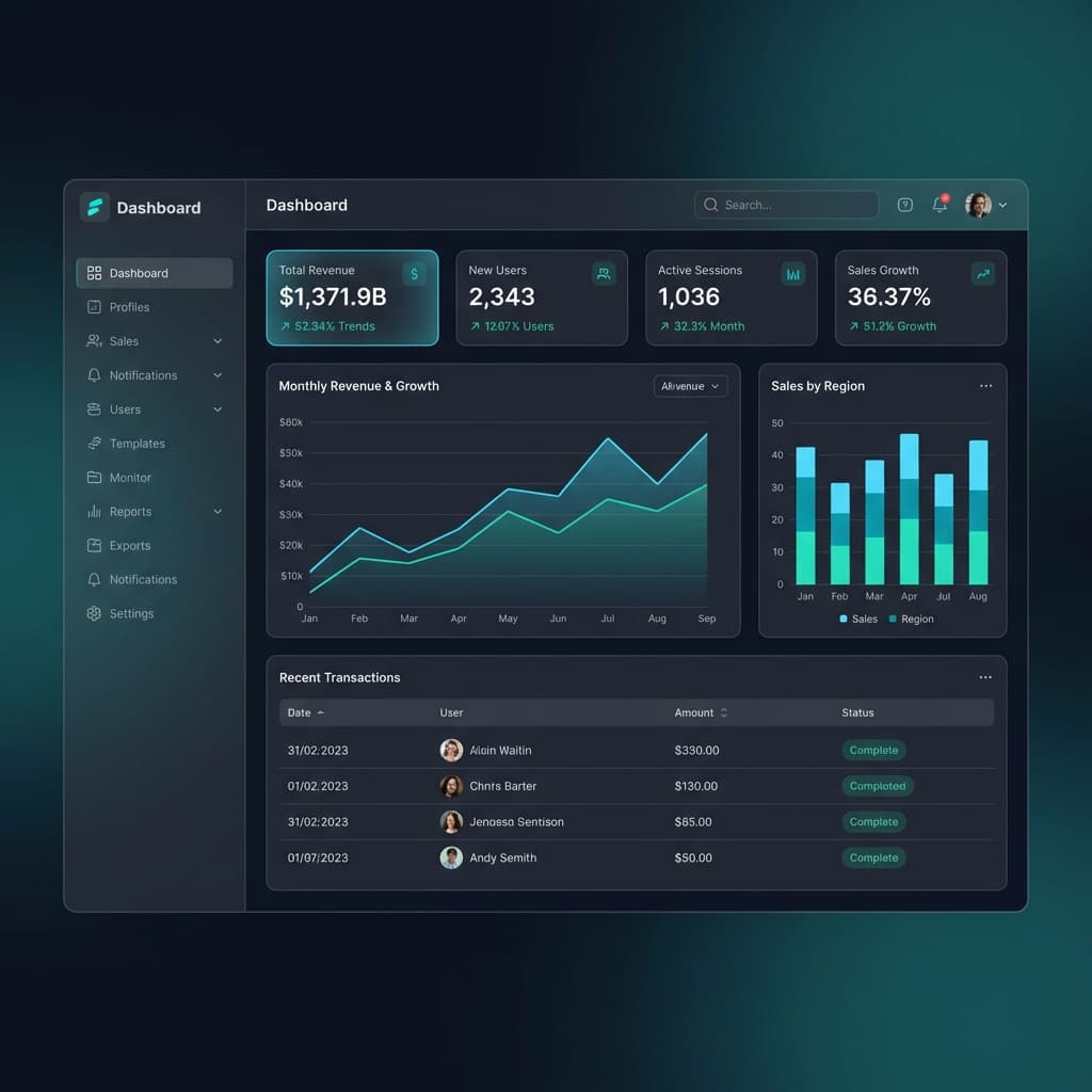 Admin Dashboard - proyecto de Dashboard desarrollado por BLXK Studio