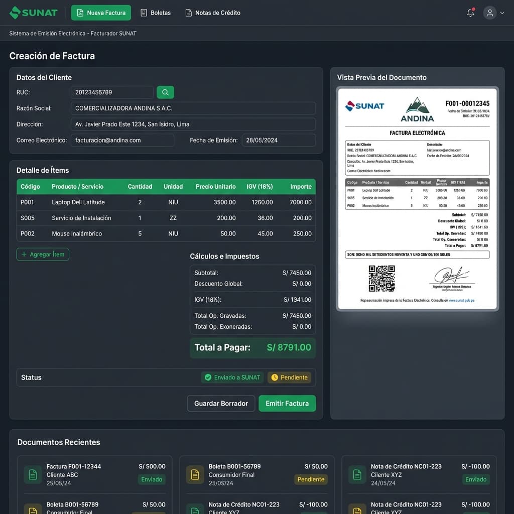 SUNAT E-Billing API - proyecto de Enterprise System desarrollado por BLXK Studio